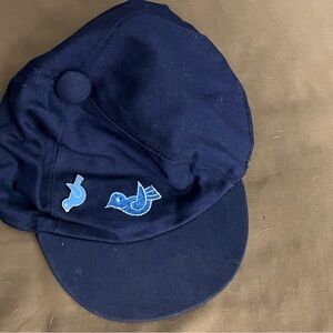Kids Navy Blue Hat with Bird Embroidery